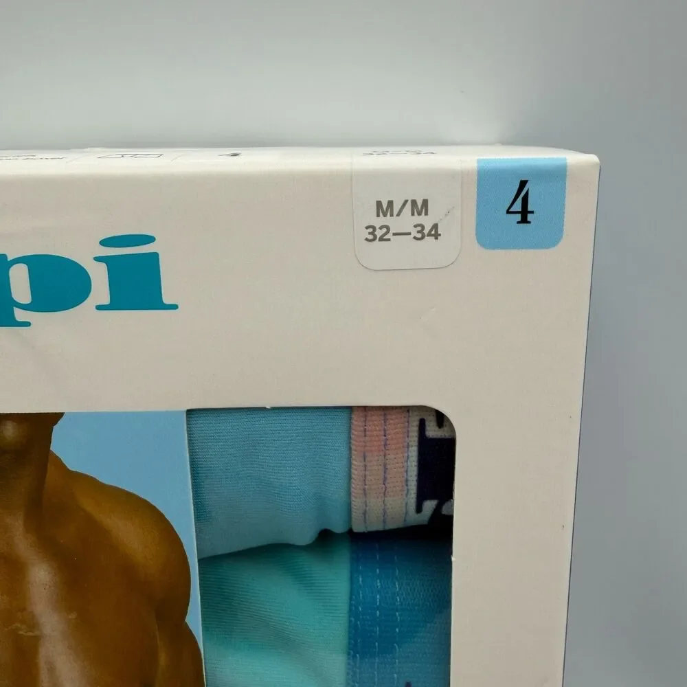 Papi Men’s Microfiber Boxer Briefs 4-Pack Contour Pouch Stretch M (32-34) NIB
